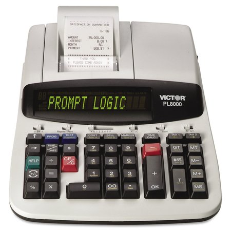 VICTOR PL8000 1-Color Prompt Logic Printing Calculator, Black Print, 8 Ln/Sec PL8000